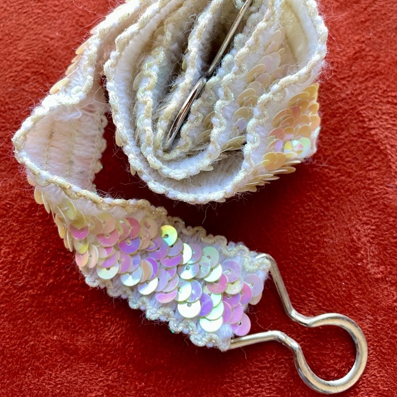 VINTAGE Y2K Girl’s IRIDESCENT Sequin Stretch BELT O/S - Picture 1 of 4